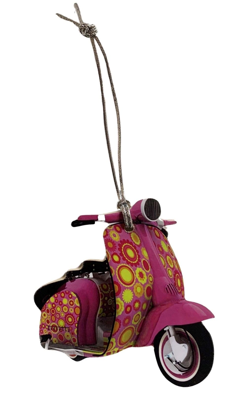 Pink Flower Hippy Retro Scooter Christmas Tree Decoration - Hippy Scooter Gift MS9-D