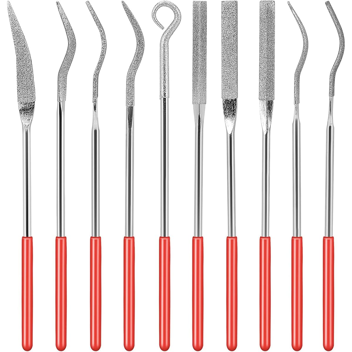 Serplex® 10Pcs Metal File Set Harden Diamond Deburring Files Assorted Metal Files Flat File Rat Tail File Square File Triangular File Needle File Rasp File for Smoothing Deburring Sharpening Finishing (B0DBGX5QJN) Amazon Price History, Amazon Price Tracker