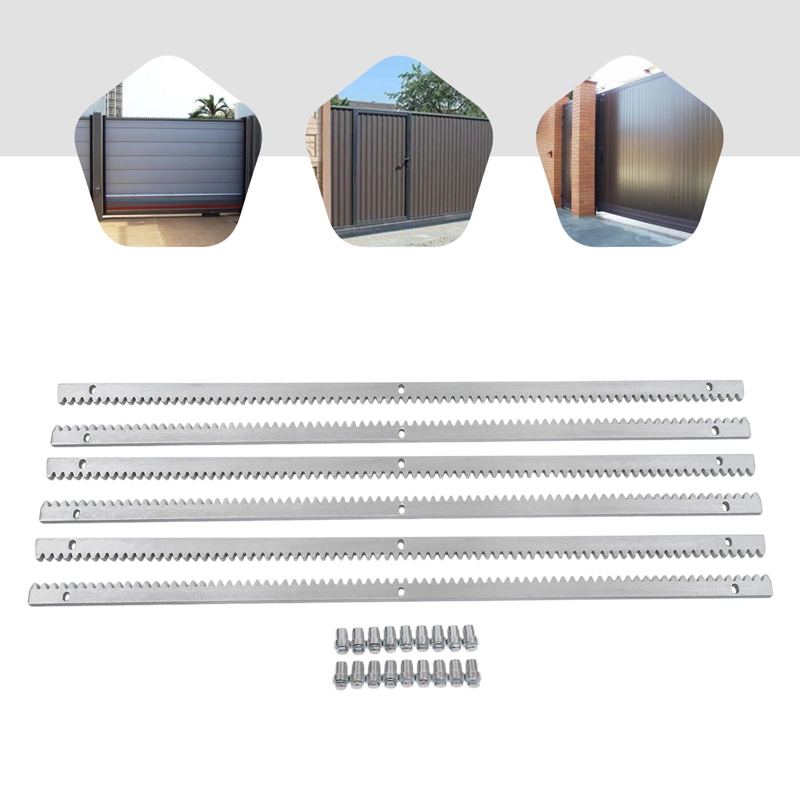 6 x 1 m cremallera para accionamiento de puerta corredera | riel dentado de acero galvanizado (12 mm de grosor) | compatible con abridores de puerta | para puertas correderas pesadas de hasta