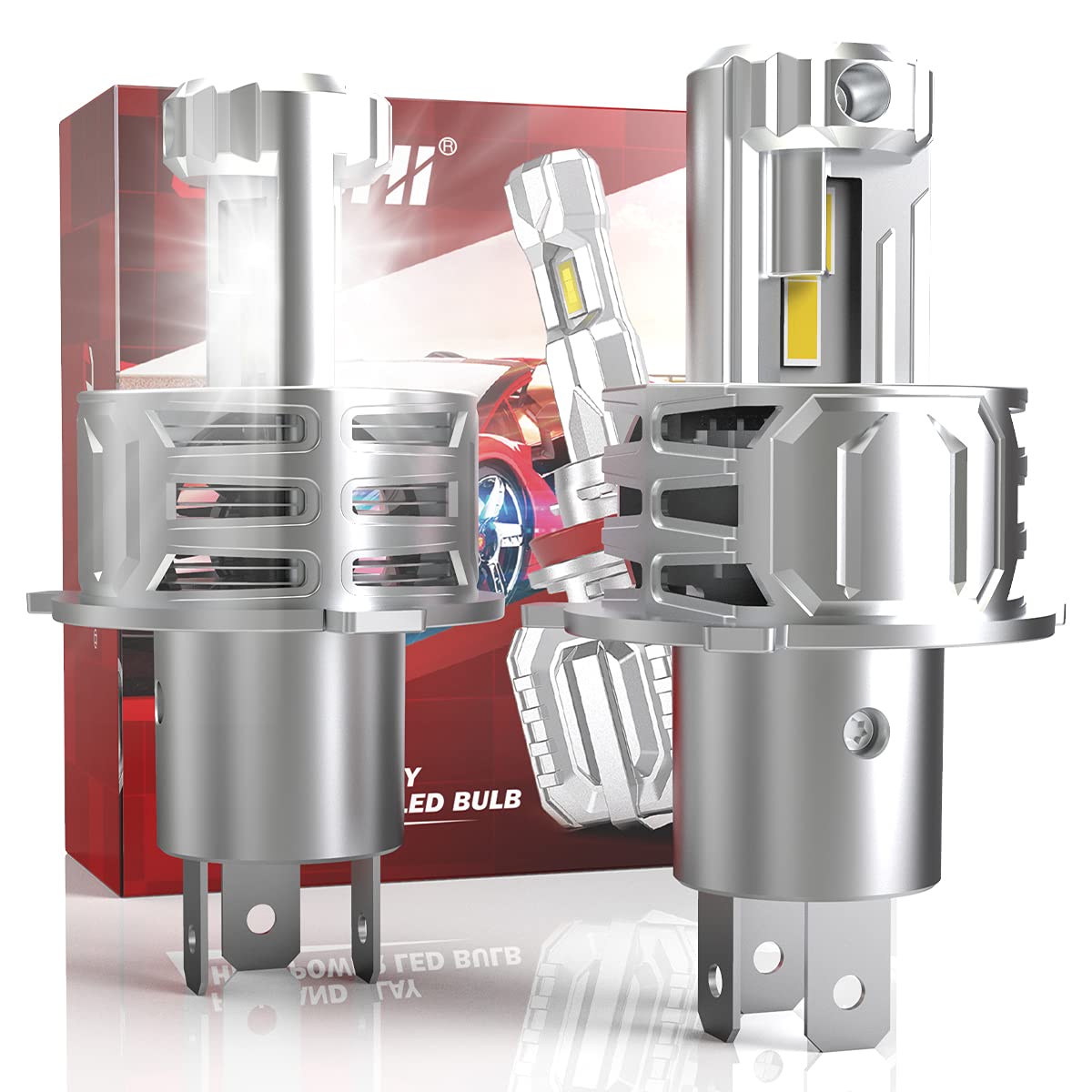 H4 LED Headlight Bulbs, OUSHI 110W 20000 LM Per Pair Extremely Bright 9003 HB2 Hi/Lo High and Low Beam LED Headlights Conversion Kit Waterproof 6500K Xenon White, Pack of 2