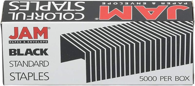 JAM PAPER Standard Size Colorful Staples - Jet Black - 5000/box