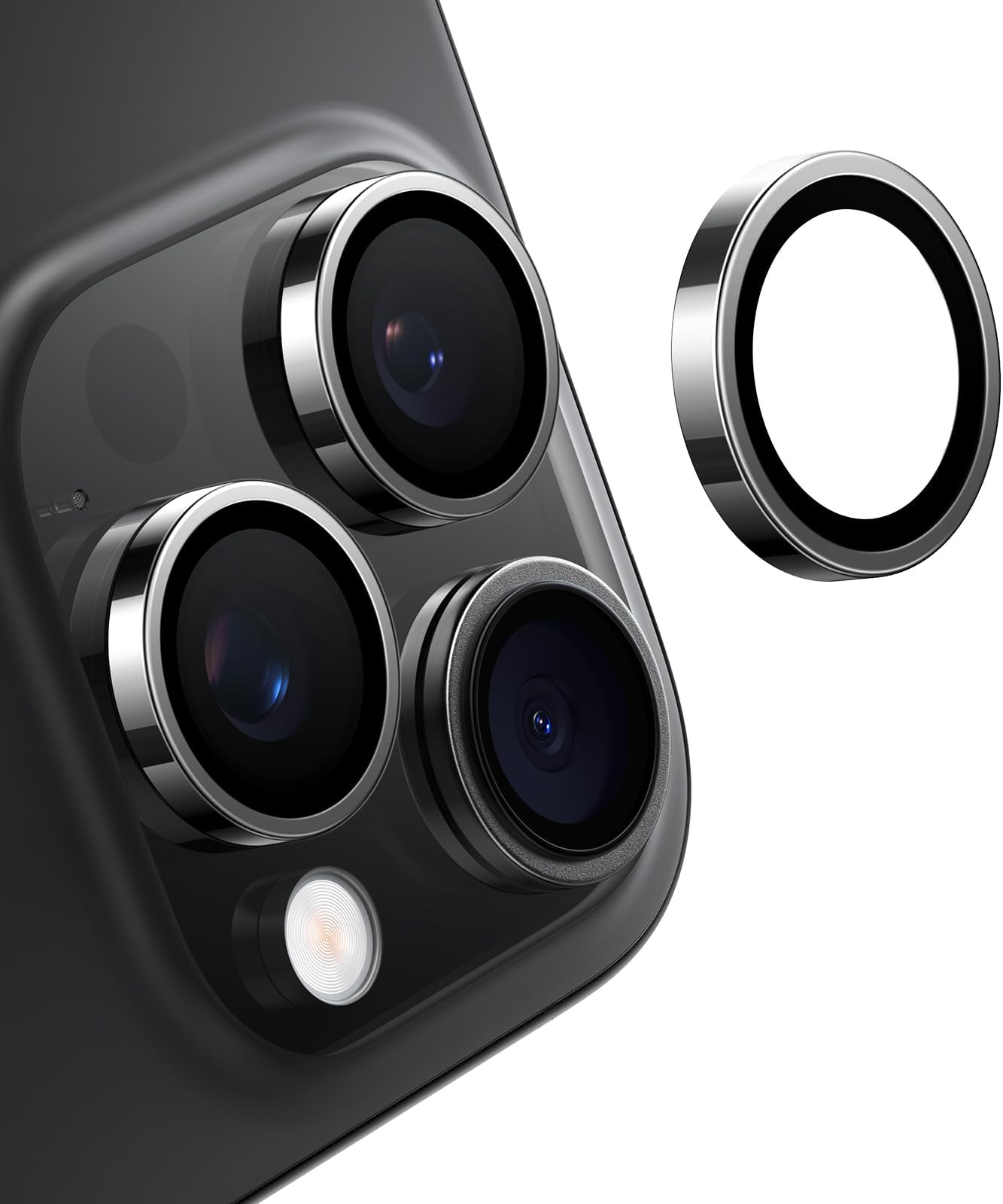 3-Year Ultimate Durability for iPhone 15 Pro Max/15 Pro Camera Lens Protector - 1:1 Invisible Fit & Ultra Clarity, Military-Grade 9H+ Aerospace Glass, Anti-Scratch, Easy Installation, Black