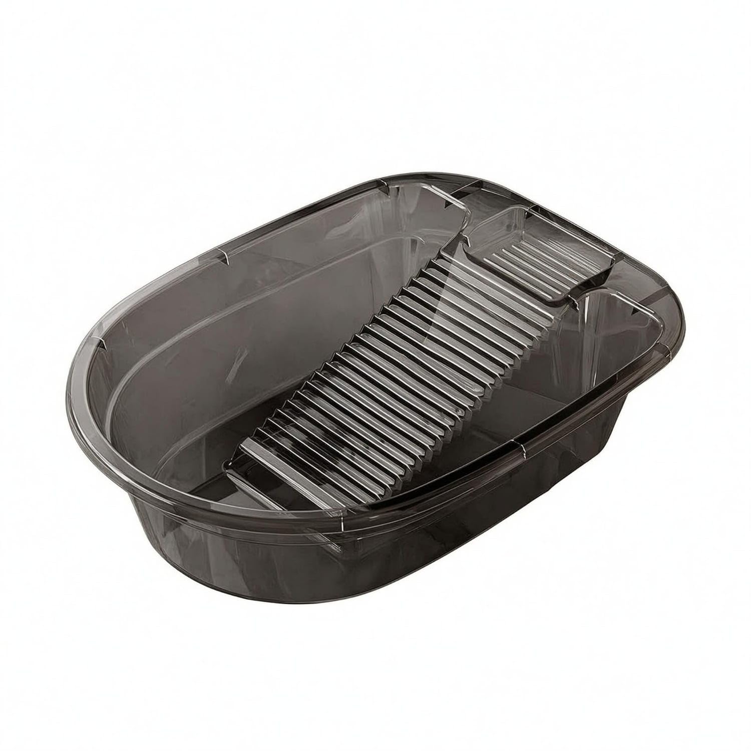 Ribbed Surface Washboard Basin Open-Top Hand Washing Basin, Black, L-image-10