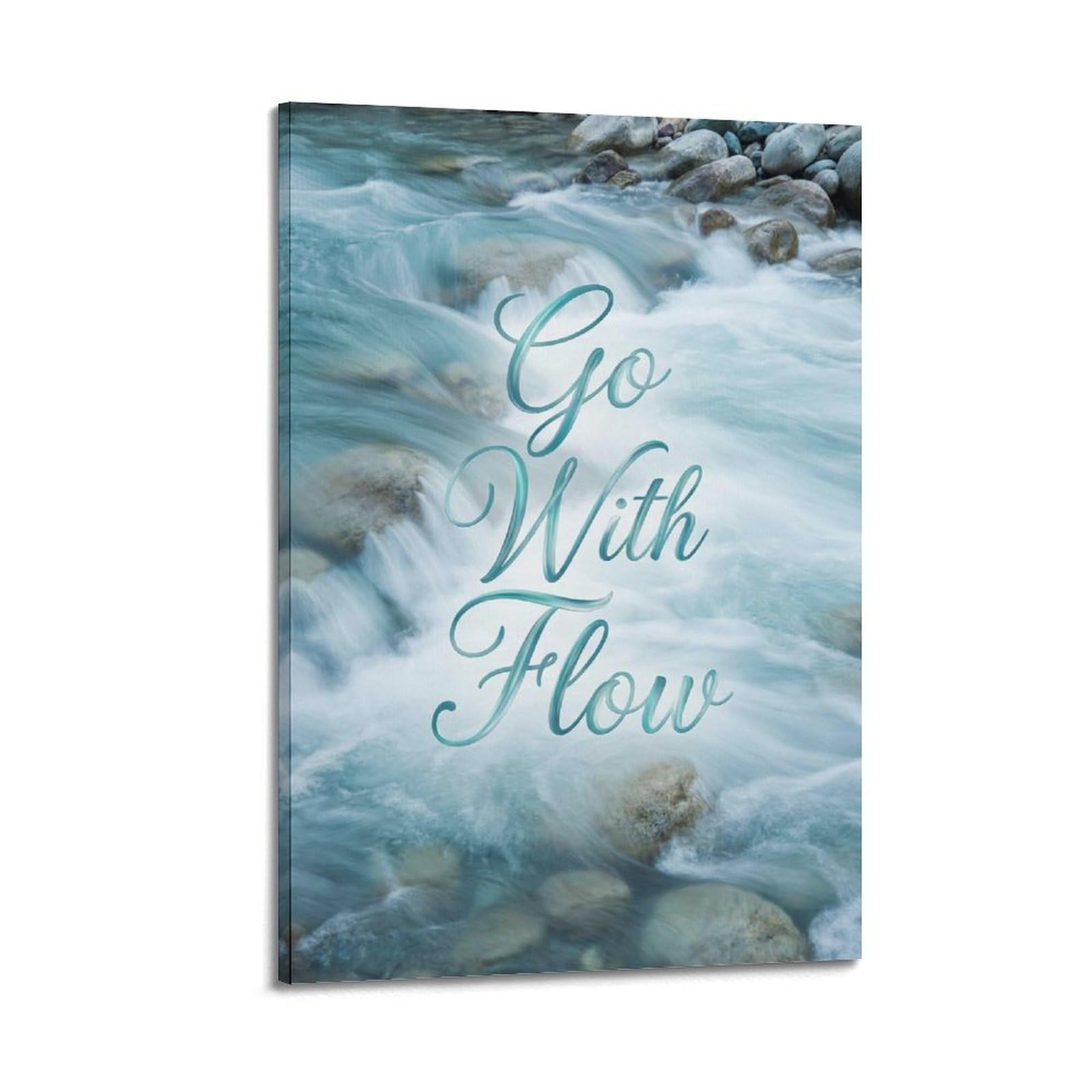 XKUGA Zen Flowing Water Poster River Meditation Calm Modern Decorative Canvas Prints - Ideal Wall Art for Family, Man Cave, Game Room, Boys & Girls Bedroom 24x36inch(60x90cm)