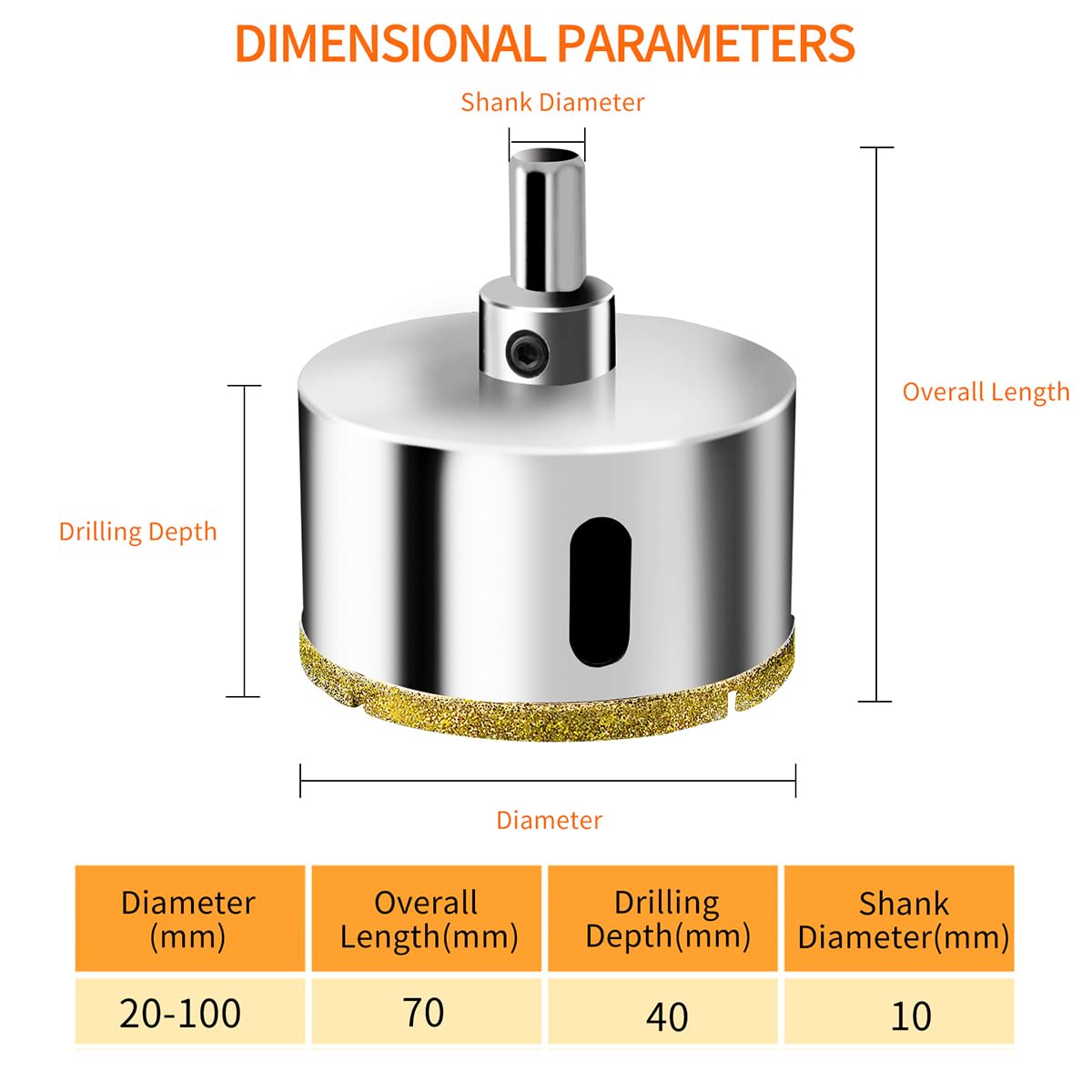 Sega A Tazza 1 Pezzo Diamantato Per Sega A Tazza Da 16-120 Mm Punta Da Trapano Con Trapano Pilota Per Piastrelle In Marmo Di Vetro - Foto 2