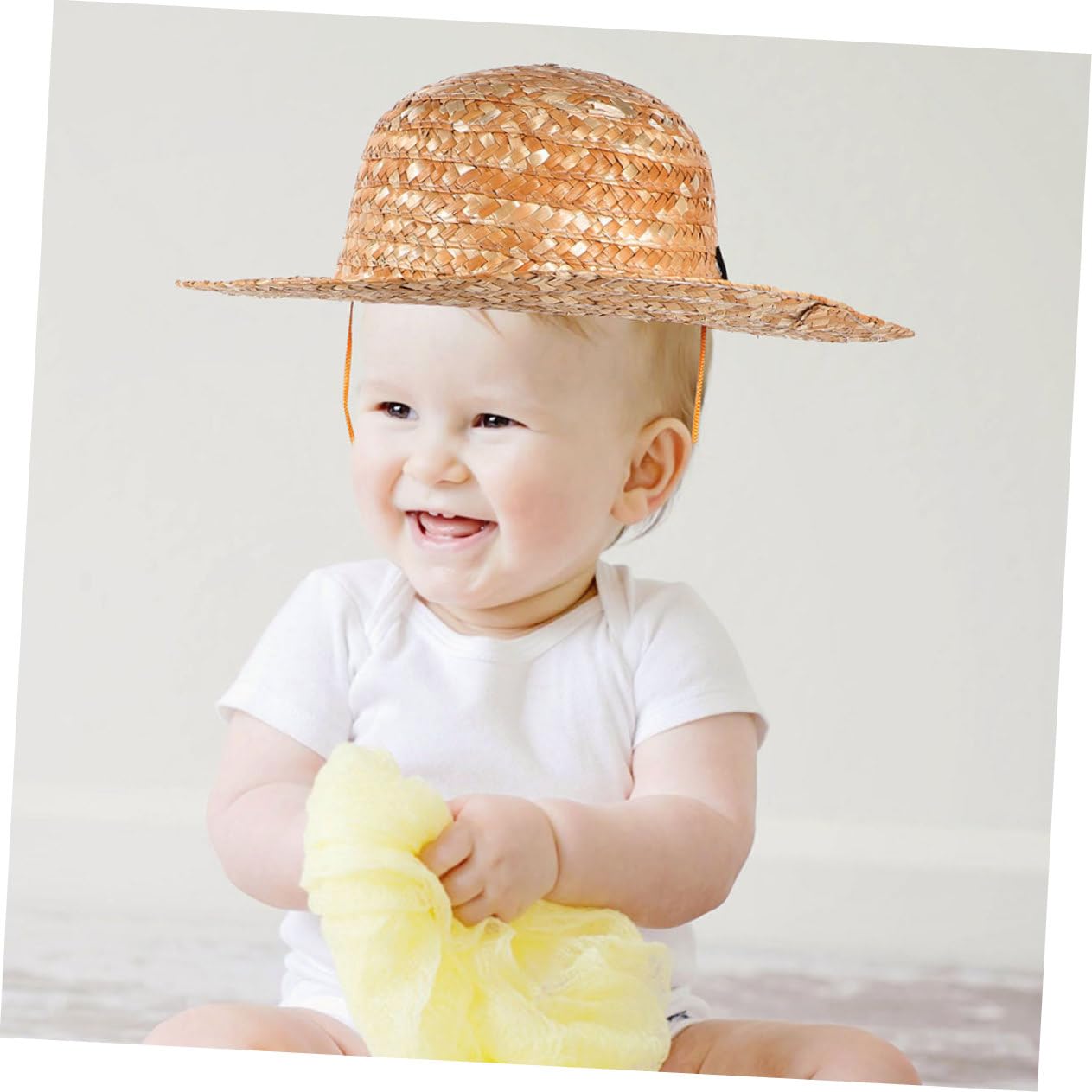 Holibanna Sombrero de Paja para Niños, Sombrero de Playa para Exteriores Protección Solar y Diseño Decorativo para Actividades al Aire Libre