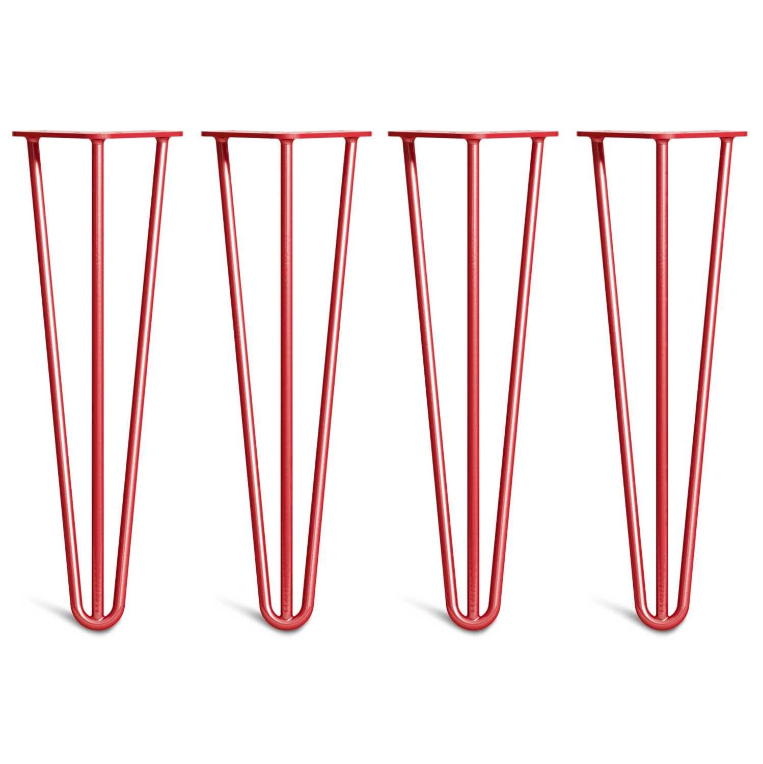 [HLC] 4 x Hairpin Table Legs – Superior Double Weld Steel Construction With Screws, Build Guide & Protector Feet Worth £8 Included! – 10mm Steel [16"/40cm,Red] — image 1