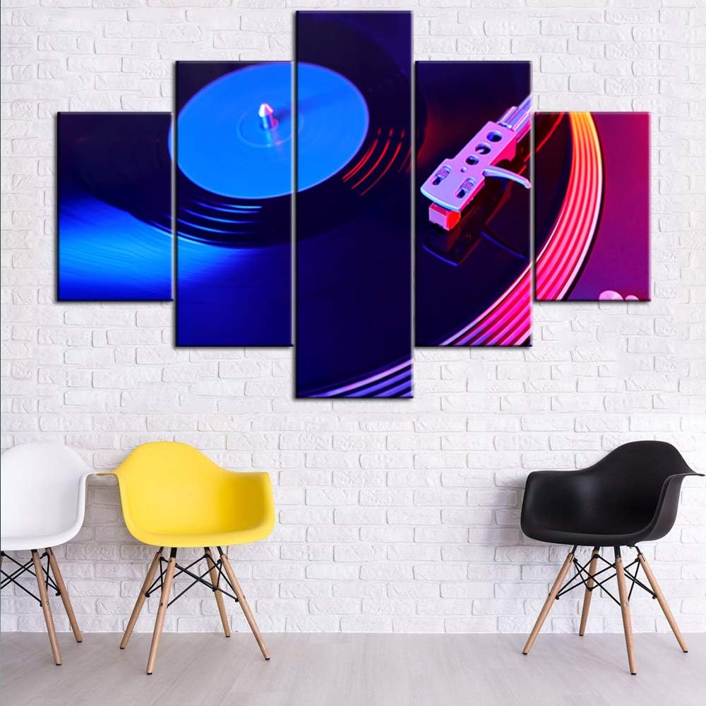Amazon Com 5 Panel Record In Blue And Buttons Of Studio Wall Art Painting Pictures Print On Canvas Sound Technology For Dj To Mix Play Music The Picture For Home Modern Decoration