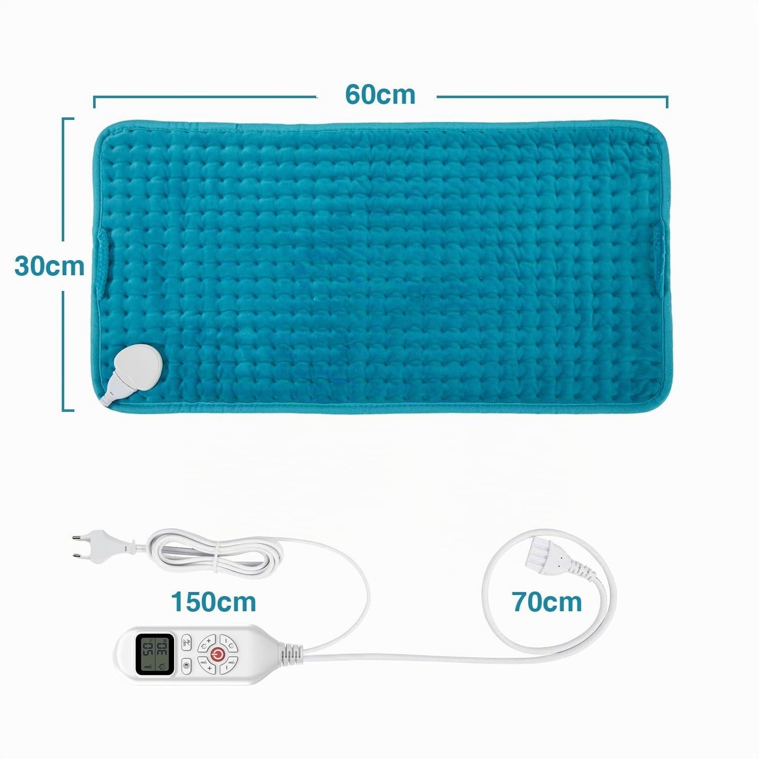 JOBYNA Termoforo Elettrico, Cuscino Termoforo con Cintura, Cuscino Termico 30-70℃ e 10-90 Minuti Regolabili, per collo, spalle, schiena, braccia, muscoli (30 x 60 cm)