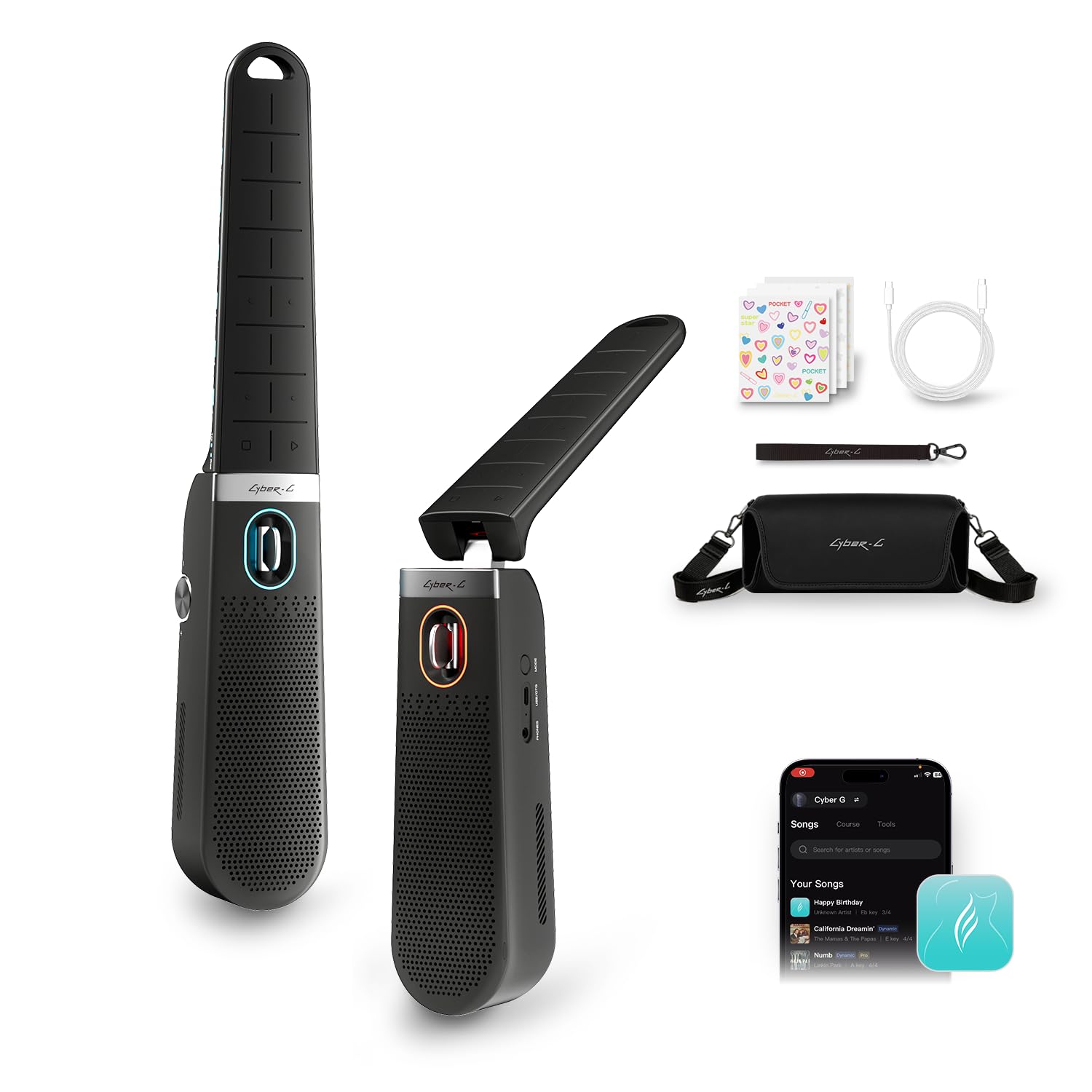 Enya Cyber-G Pocket Smart Gitarra – Strumento musicale portatile con App | Fare musica senza esperienza, design pieghevole 0,8 kg, subito pronto all'uso con suoni ed effetti smart per casa e viaggio