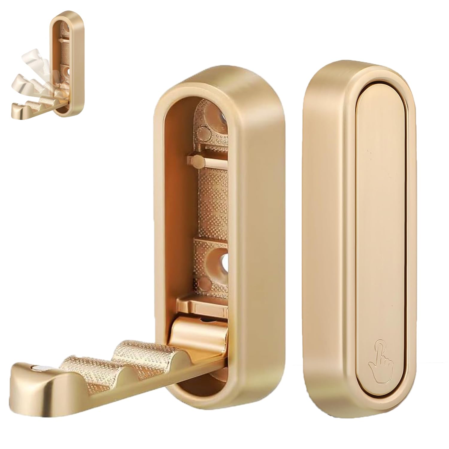 Growalleter 2PCS Gold Foldable Wall Hooks, Metal Folding Hooks Wall Mount for Bathroom, Kitchen, Bedroom – Space-Saving, for Towels, Coats, Bags, Easy