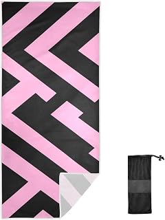 Toallas de playa con líneas irregulares color negro melocotón de 31 x 71 pulgadas, toallas de piscina o toallas de playa suaves y absorbentes para piscina, natación y bañera de hidromasaje