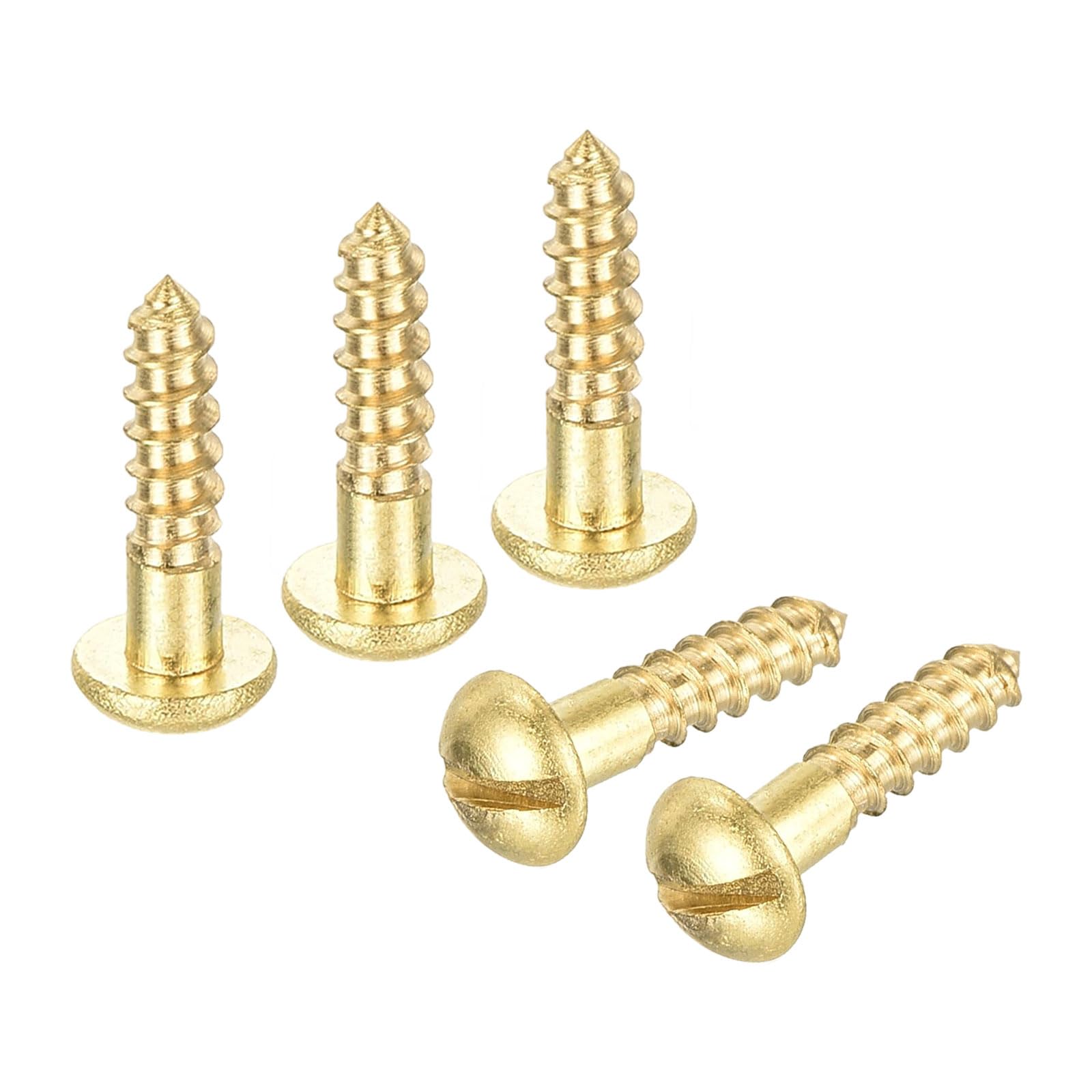 uxcell Wood Screws M2.5 x 10mm Slotted Round Head Brass Self-Tapping Screw 30 Pcs