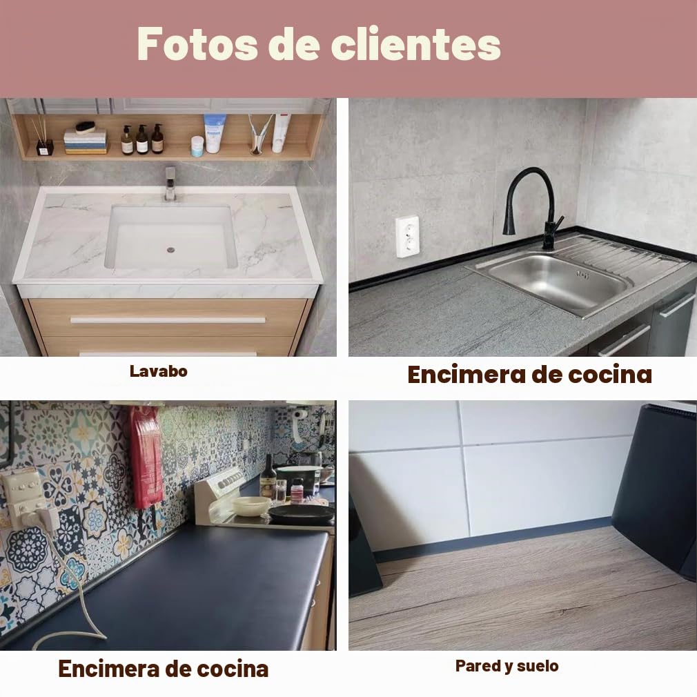 Tira de sellado impermeable para encimera de cocina (blanco, silicona, 1,5 x 2,5 x 330 cm)