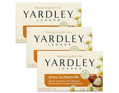 Yardley Barra de baño de suero de karité, 4 onzas, paquete de 3