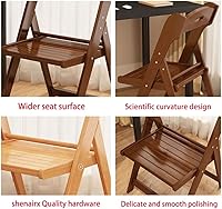 Vista 4 de Sillas de comedor plegables de bambú, cómoda oficina de asiento, área de recepción, mesa y silla plegables, fácil de almacenar, 1 ps(color natural)