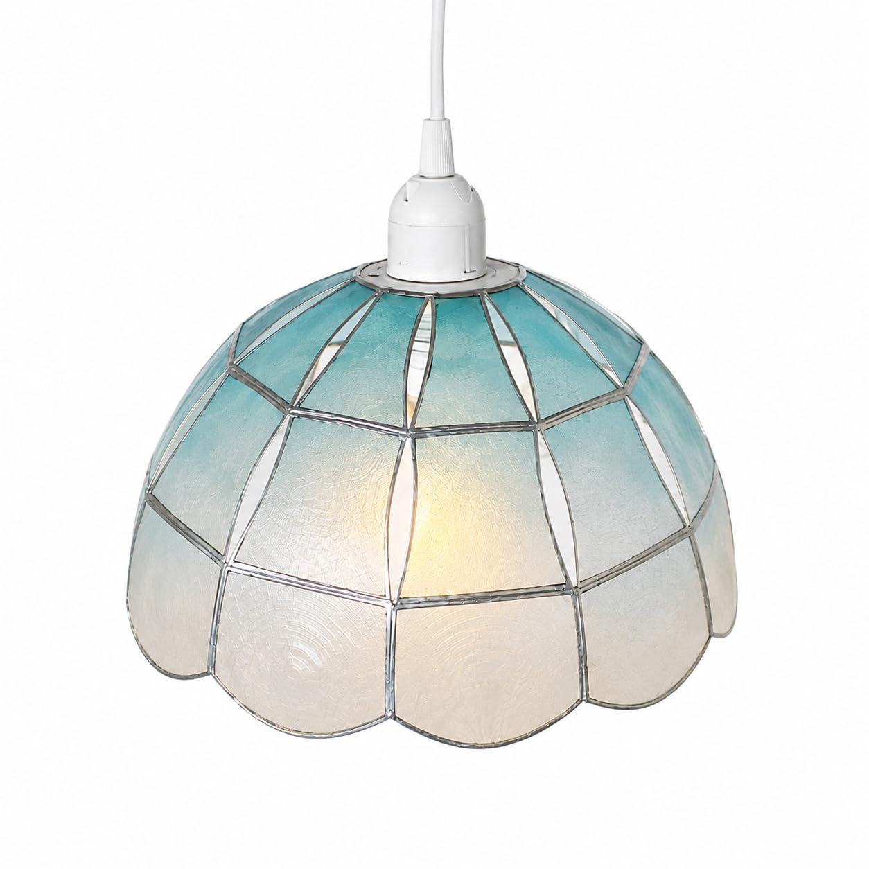 10 Inch Halfball Inled Shade NAT Silver Edge (Blue) โ image 1