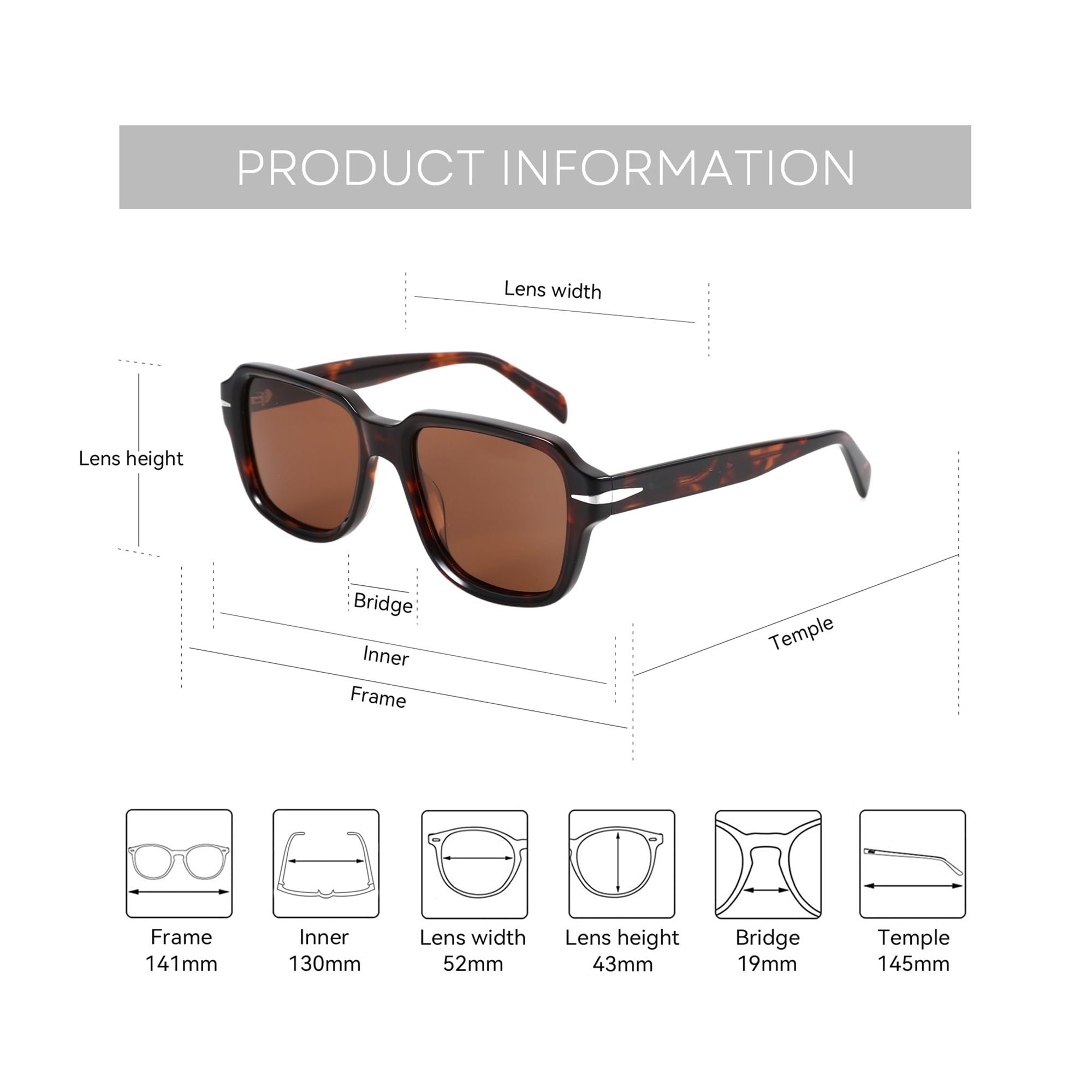 Générique Lunettes de soleil pol. acétate, style artisanal homme