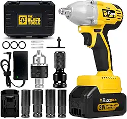 Chave De Impacto Furadeira Parafusadeira A Bateria 21v 4ah Brushless Com Mandril 13mm 1/2 Pol Tb-21ik The Black Tools