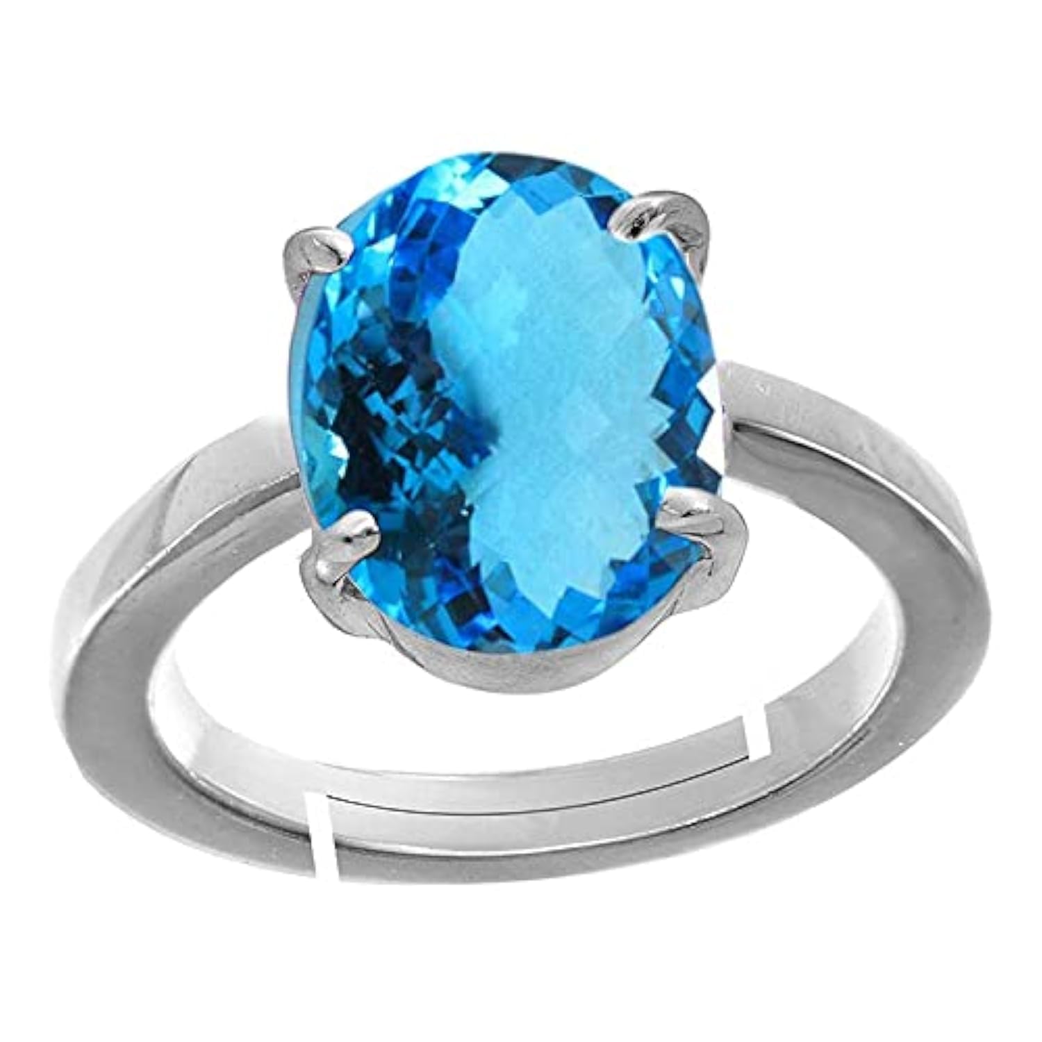 s kumar gems & jewels 11.25 Ratti Blue Topaz Original Certified Gemstone Silver Plated Adjustable Ring for Unisex-picture-30