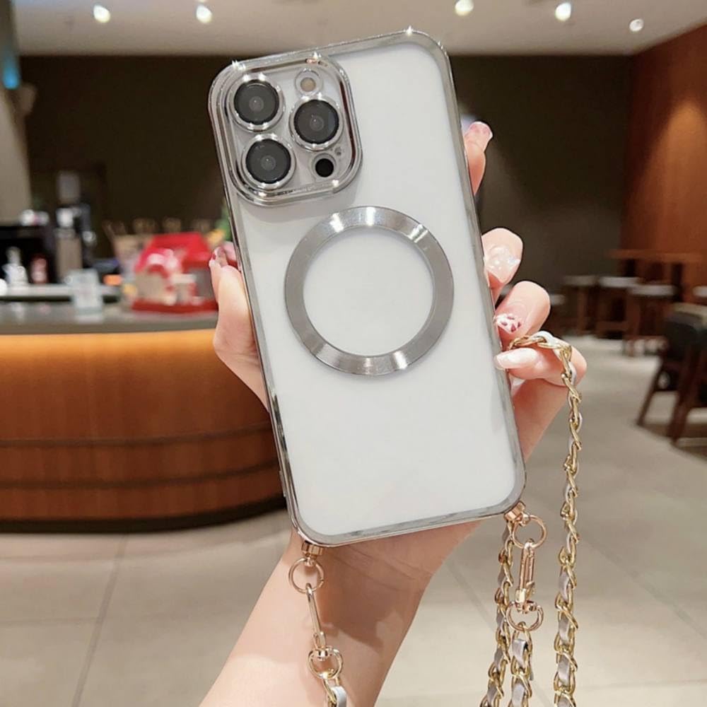 Coque cordon iPhone 12 Pro Max transparente : finies les chutes avec la bandoulière argent - 7