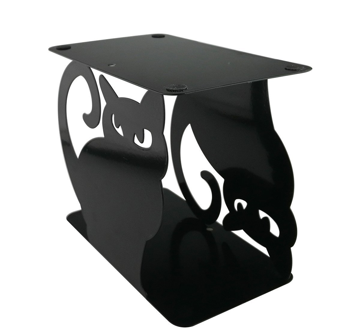 Set di 2 reggilibri decorativi a forma di gatto in metallo Nero