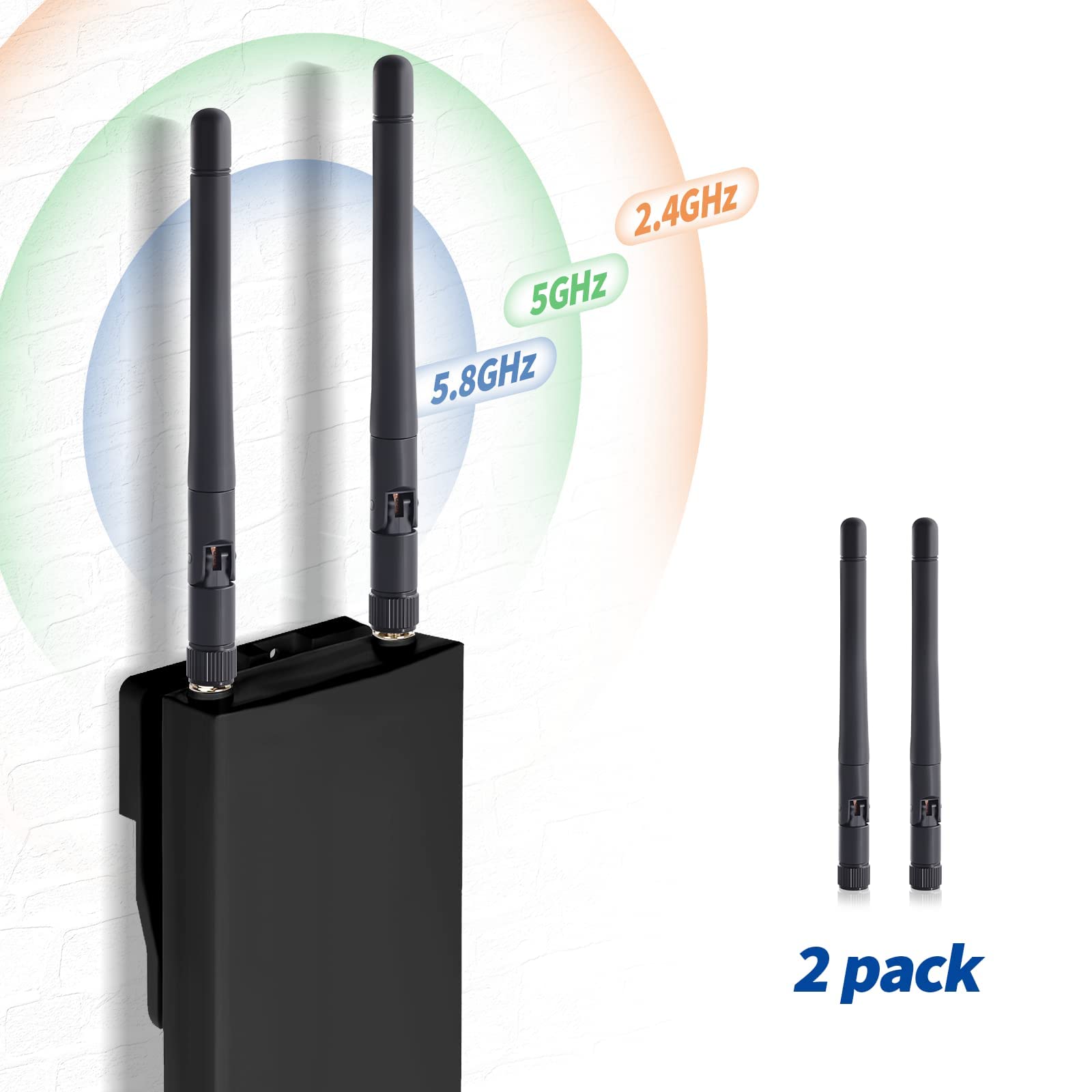 Antenne WiFi Bingfu Double Bande 2.4G/5.8G - 3 DBi SMA Mâle - Compatible Routeur, Caméra IP, Drone Et Bluetooth