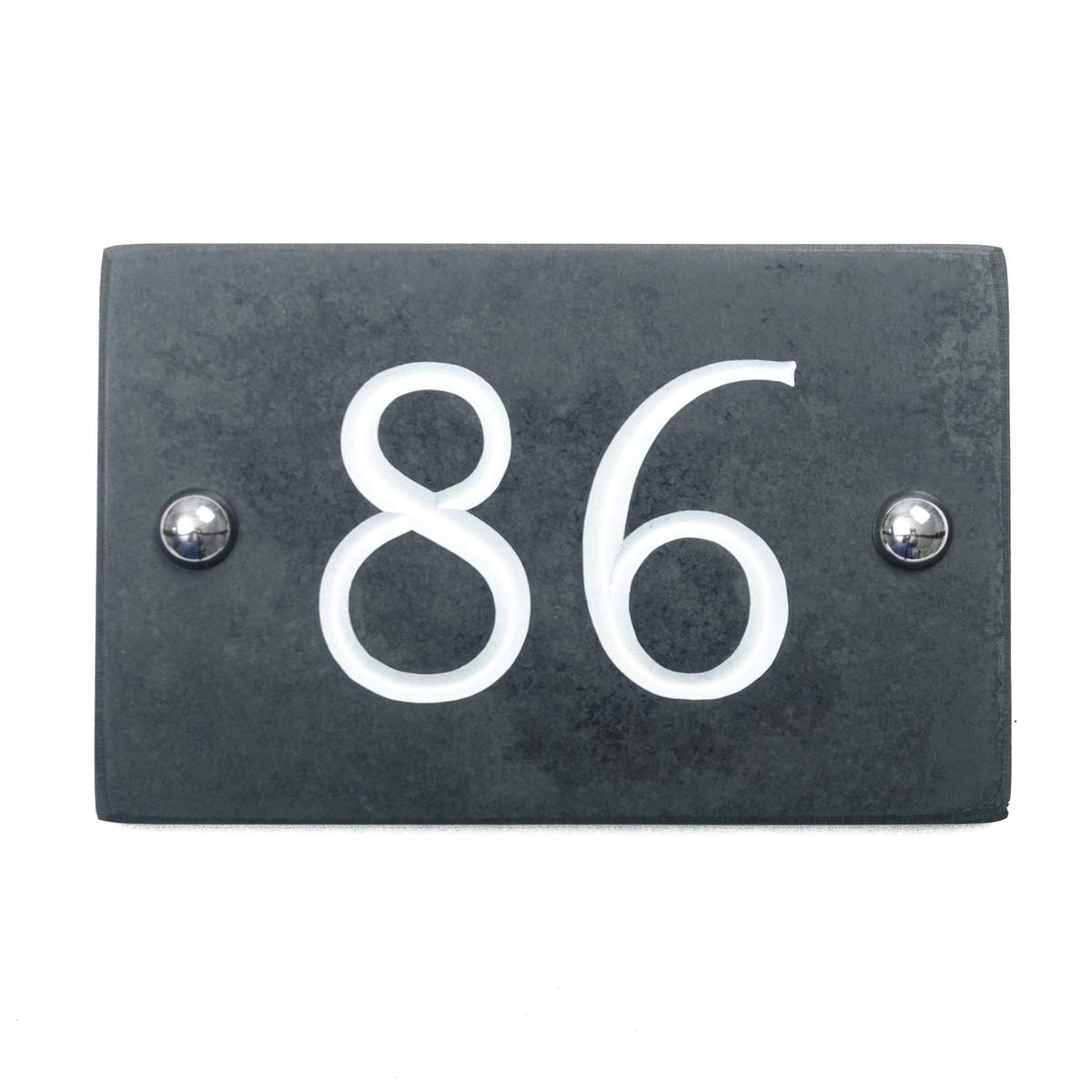 Signs & Numbers Charcoal Grey (Black) Slate Engraved House Number 86