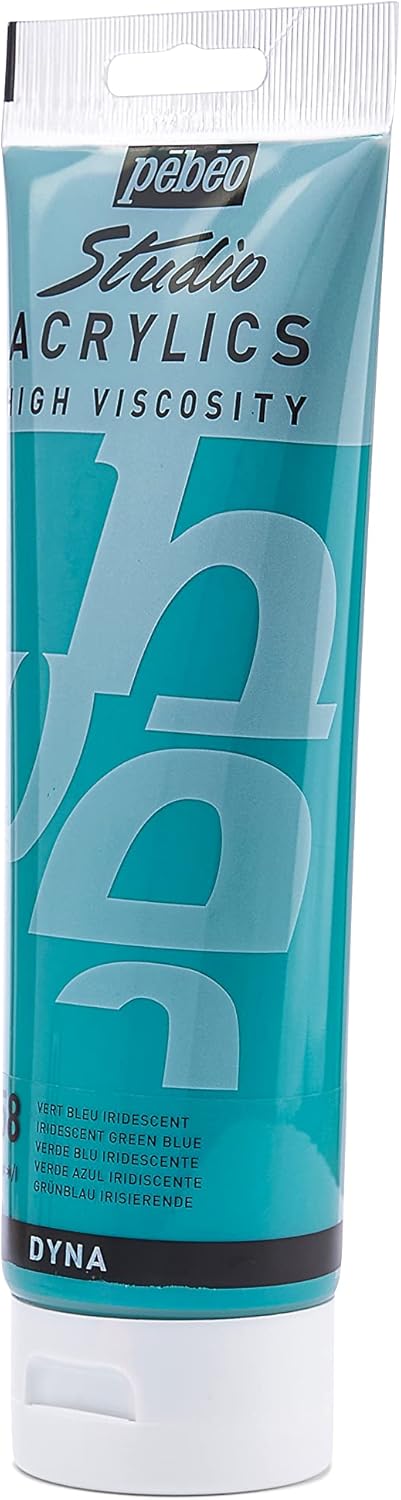 Pebeo Studio Acrylics High Viscosity, Fine Acrylic, 250 ml - Iridescent Green Blue