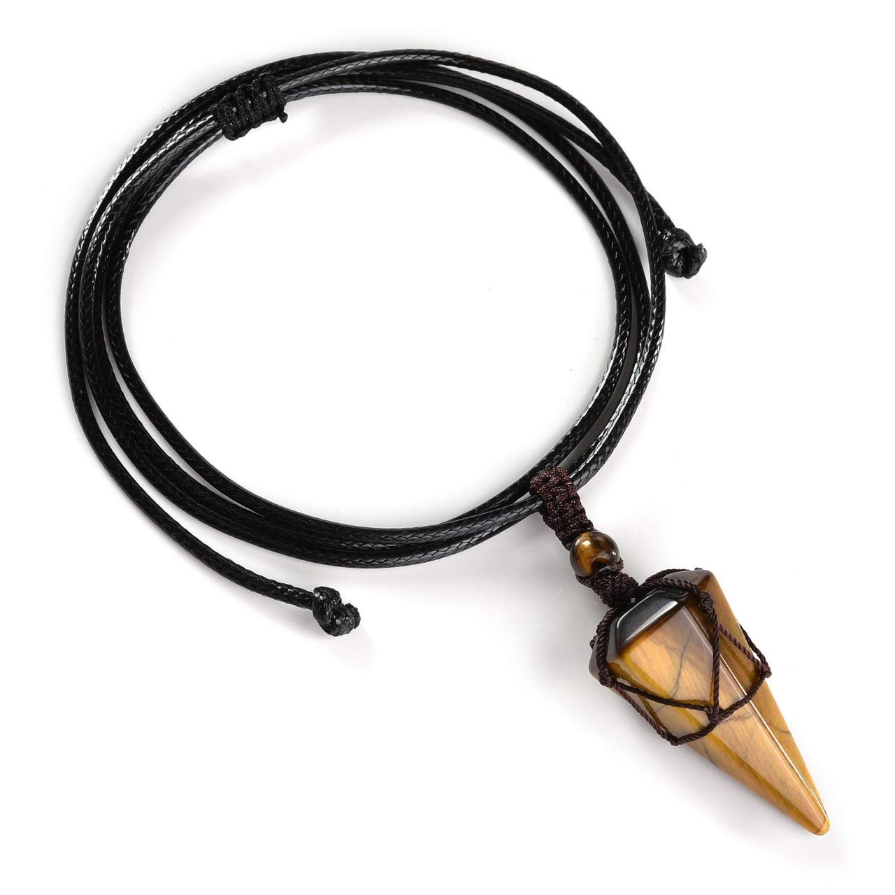CrystalTears Tiger Eye Healing Crystal Necklace Gifts for Men Quartz Crystals Stone Point Gemstone Pendant Necklace Reiki Spiritual Mens Crystal Jewellry gifts for Men Dad Women Christmas - Image 3