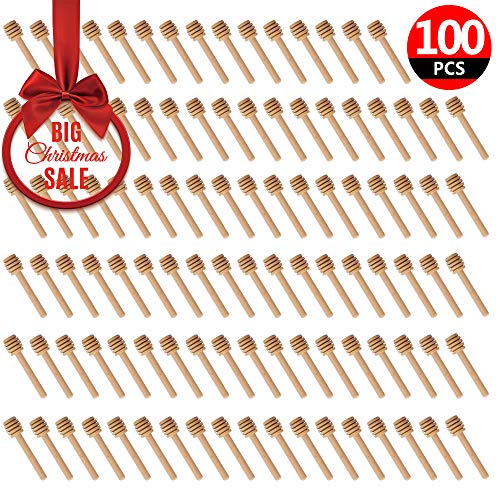 Honey Dipper,Woaiwo-q 3 Inch Small Mini Wooden Honey Sticks, Wedding Party Favors Individually