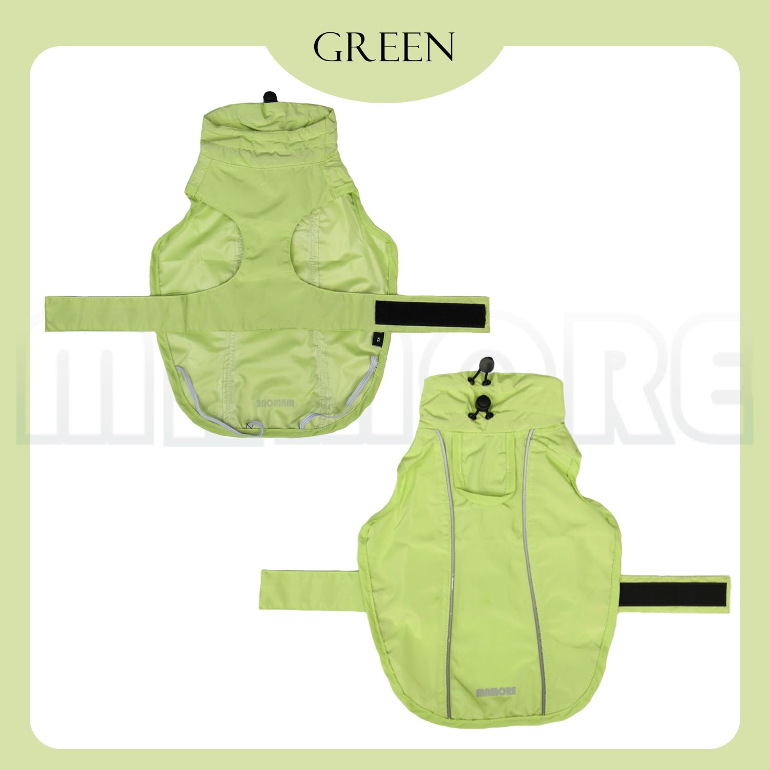 Waterproof Dog Raincoat with Reflective Strip, Adjustable Breathable Rain Coat Jacket with Leash Hole for Dogs (Light Green, X-Small) - Image 2