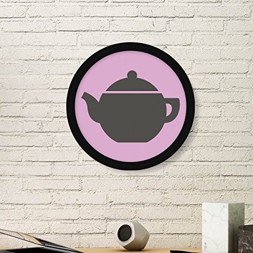 Cadre photo rond bois noir théière chinoise pour mur vide salon