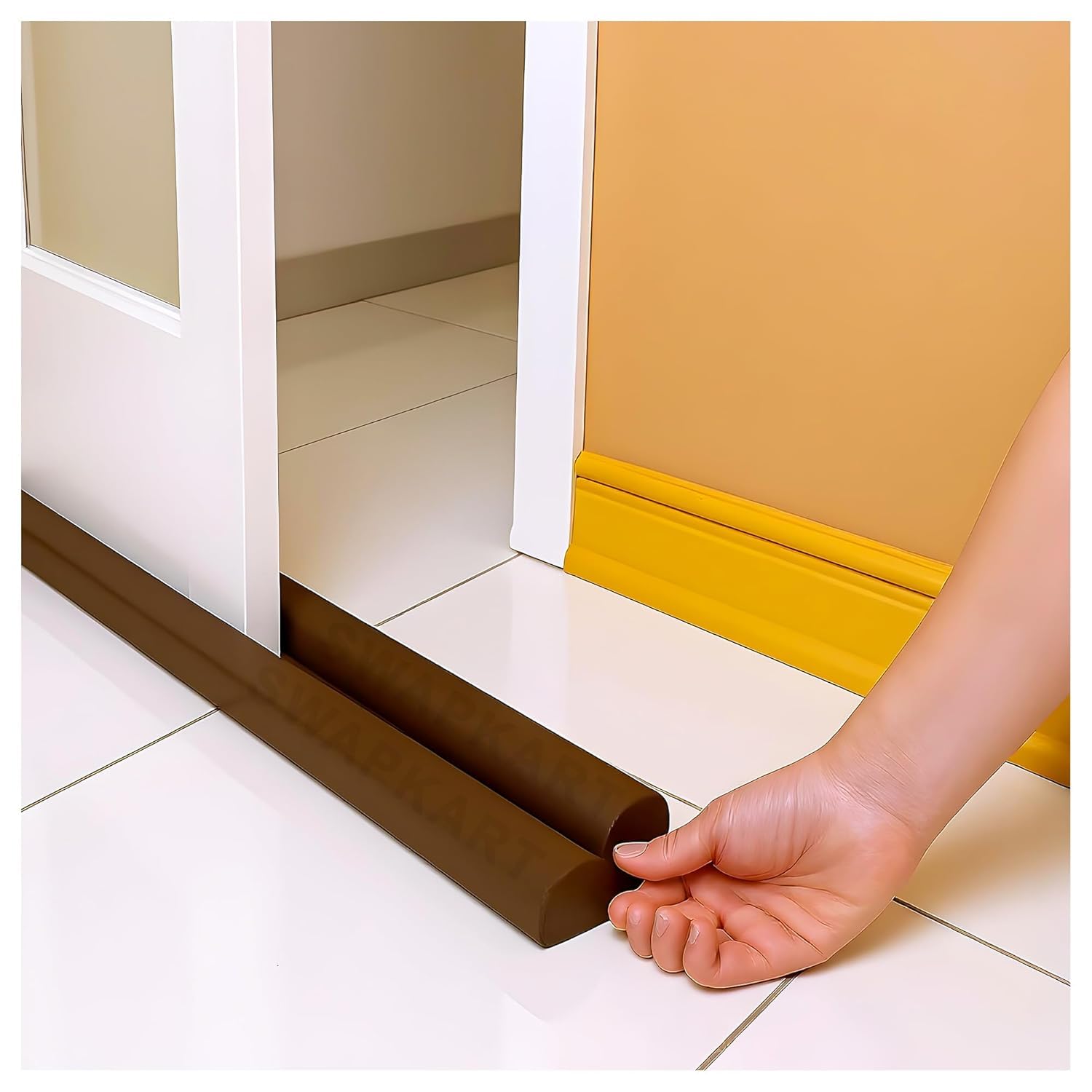 MARKWELL 42 Inch Door Bottom Seal Strip, Double-Sided Draft Stopper & Gap Filler, Helps Block Dust, Insects, Noise & Air Leakage, Cut-to-Fit PVC Foam Door Guard, Brown, Pack of 3-image-13