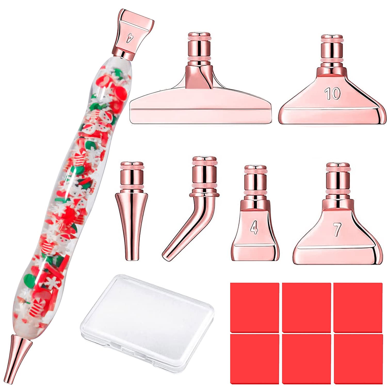 Praise V Do Rose Gold Metal Stainless Steel Tip Resin Diamond Painting Art Club Sticky Drill Dot Pen Stylus Kits Set Accessories Tool with Wax for 5d DIY Diamond Painting Gem Nail Art Christmas