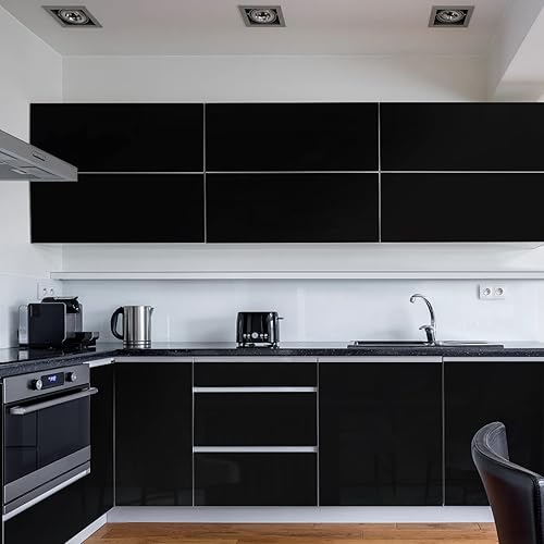 Miniatura 4 de Decoroom Papel tapiz negro, papel tapiz de despegar y pegar, papel adhesivo autoadhesivo extraíble decorativo para revestimiento de pared,