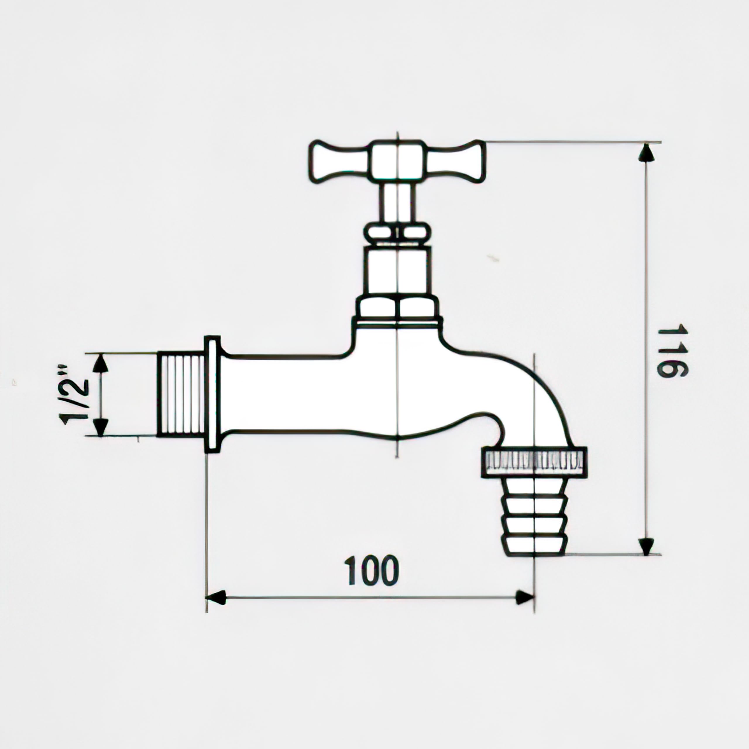 L'ARTISTICA F.LLI PERINCIOLI | Rubinetto Portagomma Sabbiato Cromato, Rubinetto in Ottone per Fontane a Colonna o Muro, 116x100mm