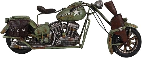 Ebros Gift Vintage American Military US Army Clásico Retro Camo Chopper Bike Motocicleta con sillines de piel sintética, modelo prototipo,