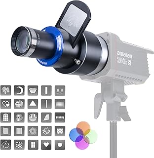 DF DIGITALFOTO Snoot Projector with Standard Bowens Mount and 25 Gobo Patterns, Great Projection Attachment for Fashion, Beauty, Portrait Photographers/Filmmakers, Focusable