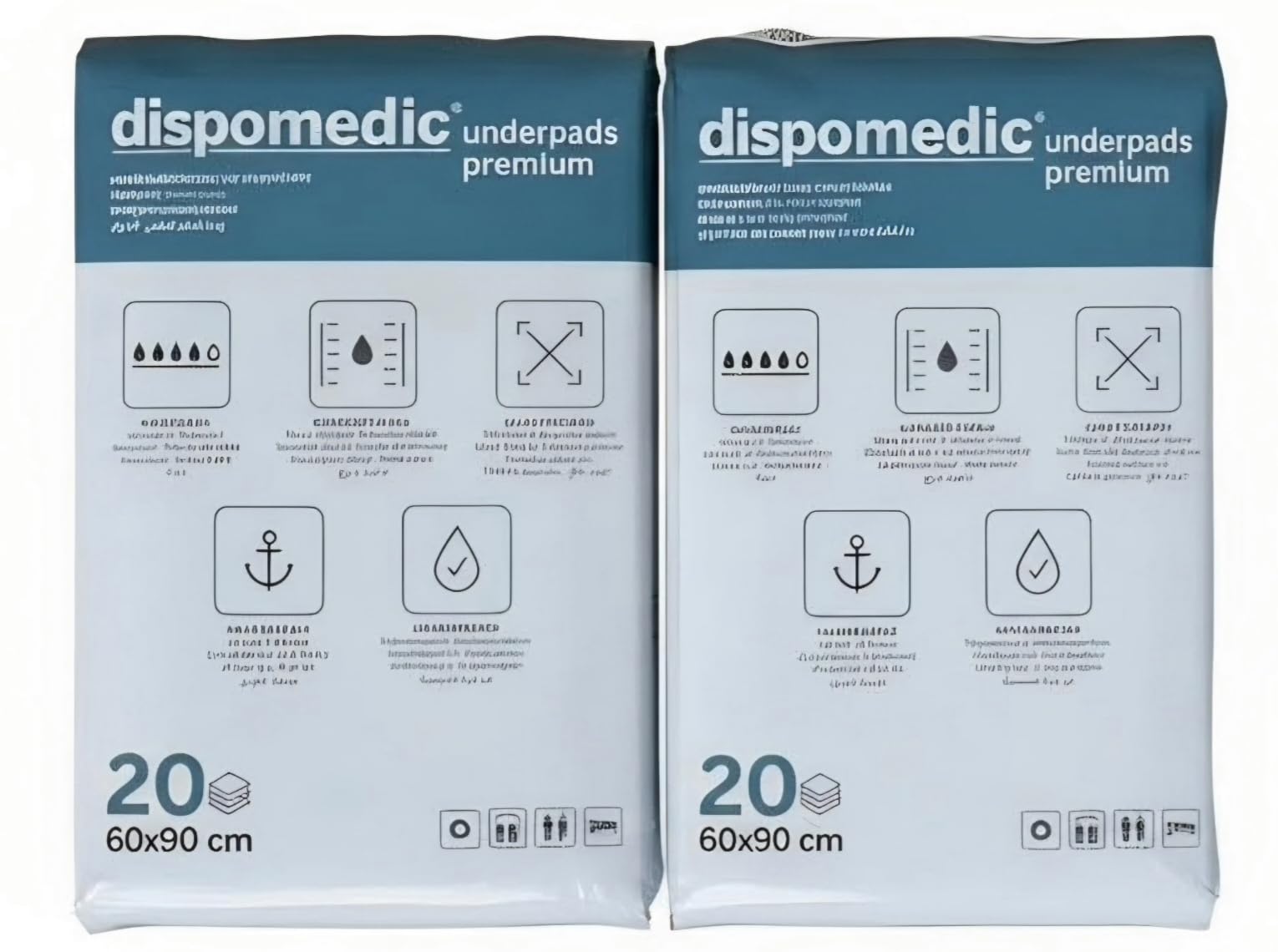 Empapadores 60x90 Desechables 20-40-100 Unidades, empapador para la incontinencia, Almohadillas absorventes para Adultos y Mascotas, Protector de Cama,, salvacamas Adultos (40)
