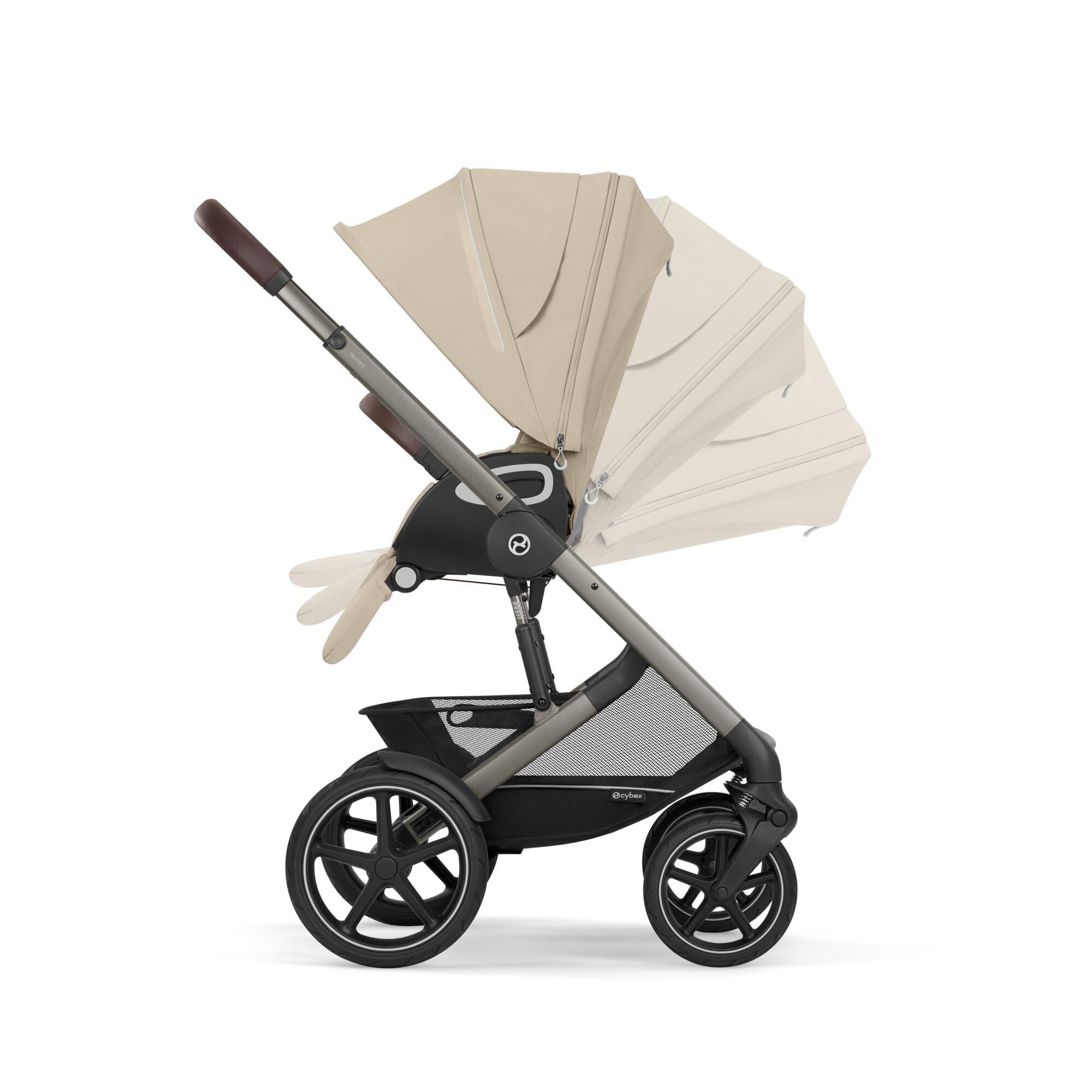CYBEX Gold TALOS S LUX Wózek dziecięcy, Od urodzenia do 22 kg (ok. 4 lata), Z zawieszeniem terenowym, regulowanym uchwytem i ergonomiczną pozycją leżącą, Almond Beige