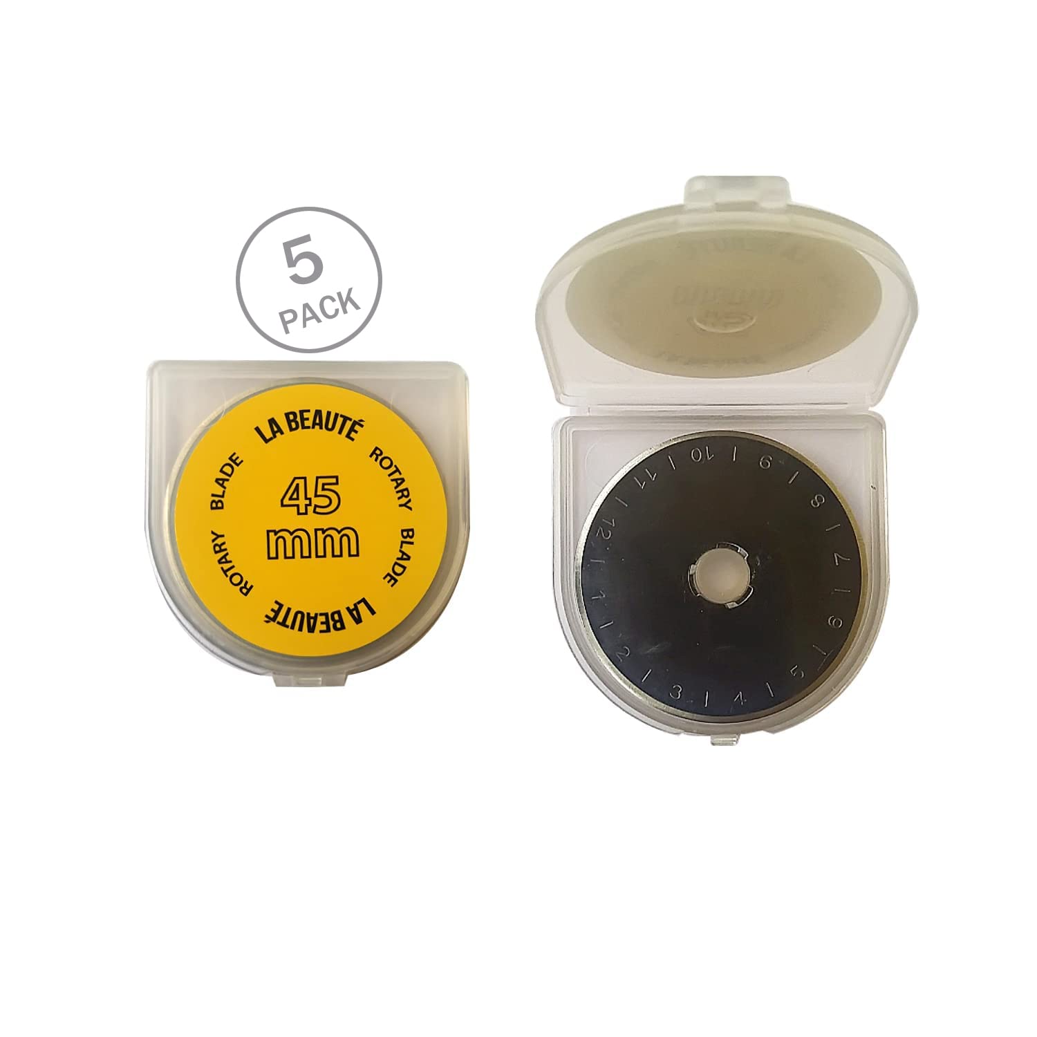 45mm Rotary Cutter Blades for Straight Edges (5 Pack) - Compatible with LABEAUTE, Olfa & Fiskars