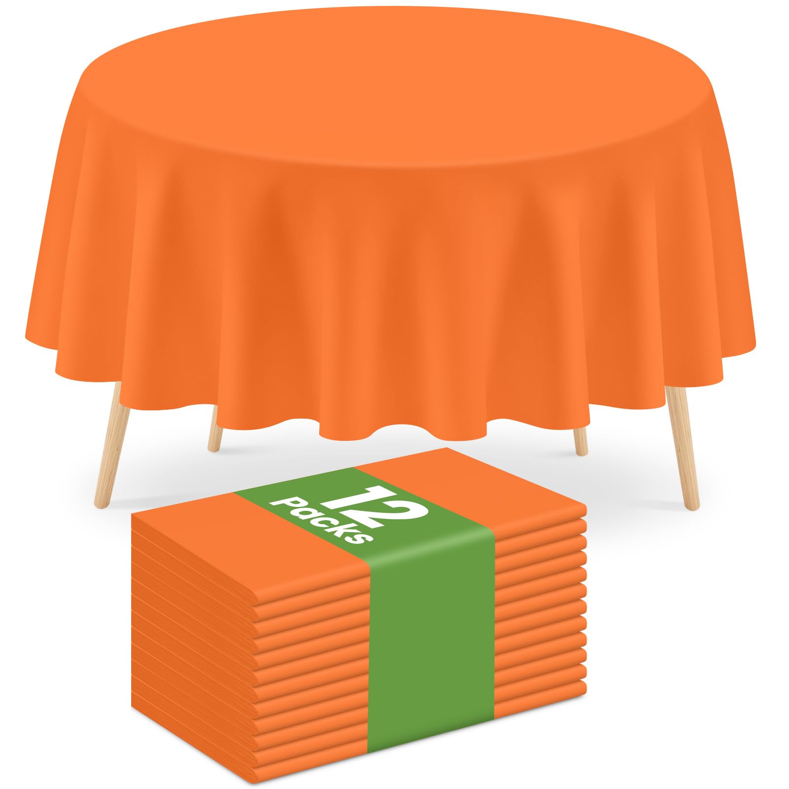 Mulbozy Orange Plastic Table Cloth Disposable 12 Pack, 54 × 108 Inch