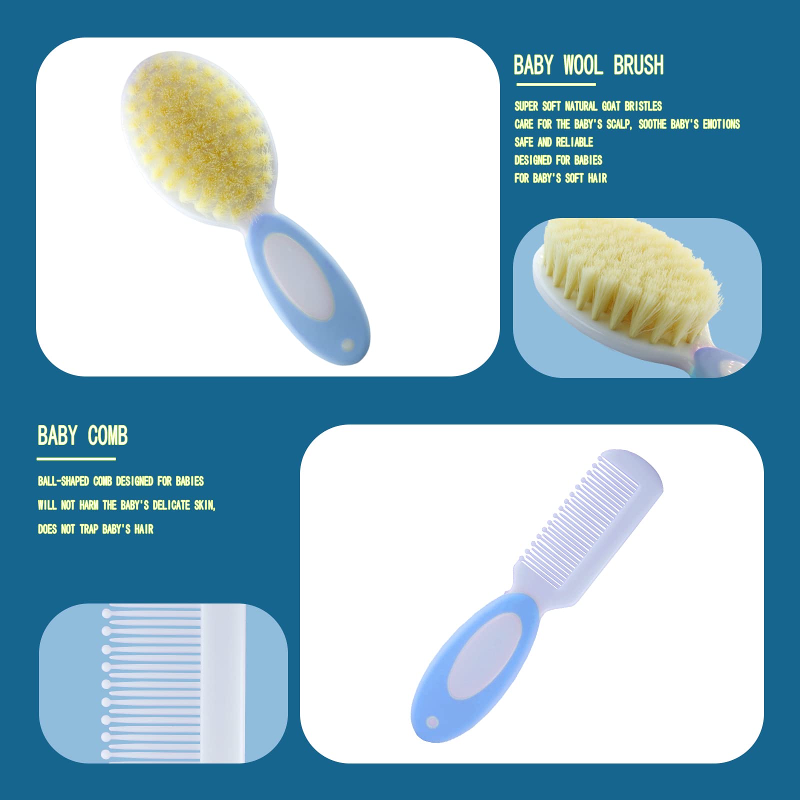 Kit de aseo para bebés, artículos esenciales para recién nacidos, kit portátil para el cuidado del bebé, contiene cortaúñas para bebés, peine para bebés, cepillo para bebés, herramienta de