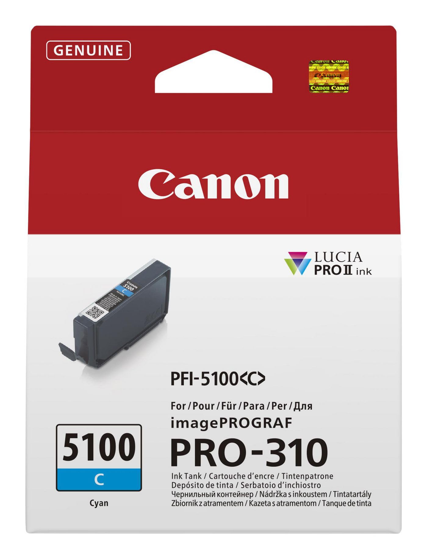 Canon Pfi-5100C Cyan Ink Cartridge, Cyan