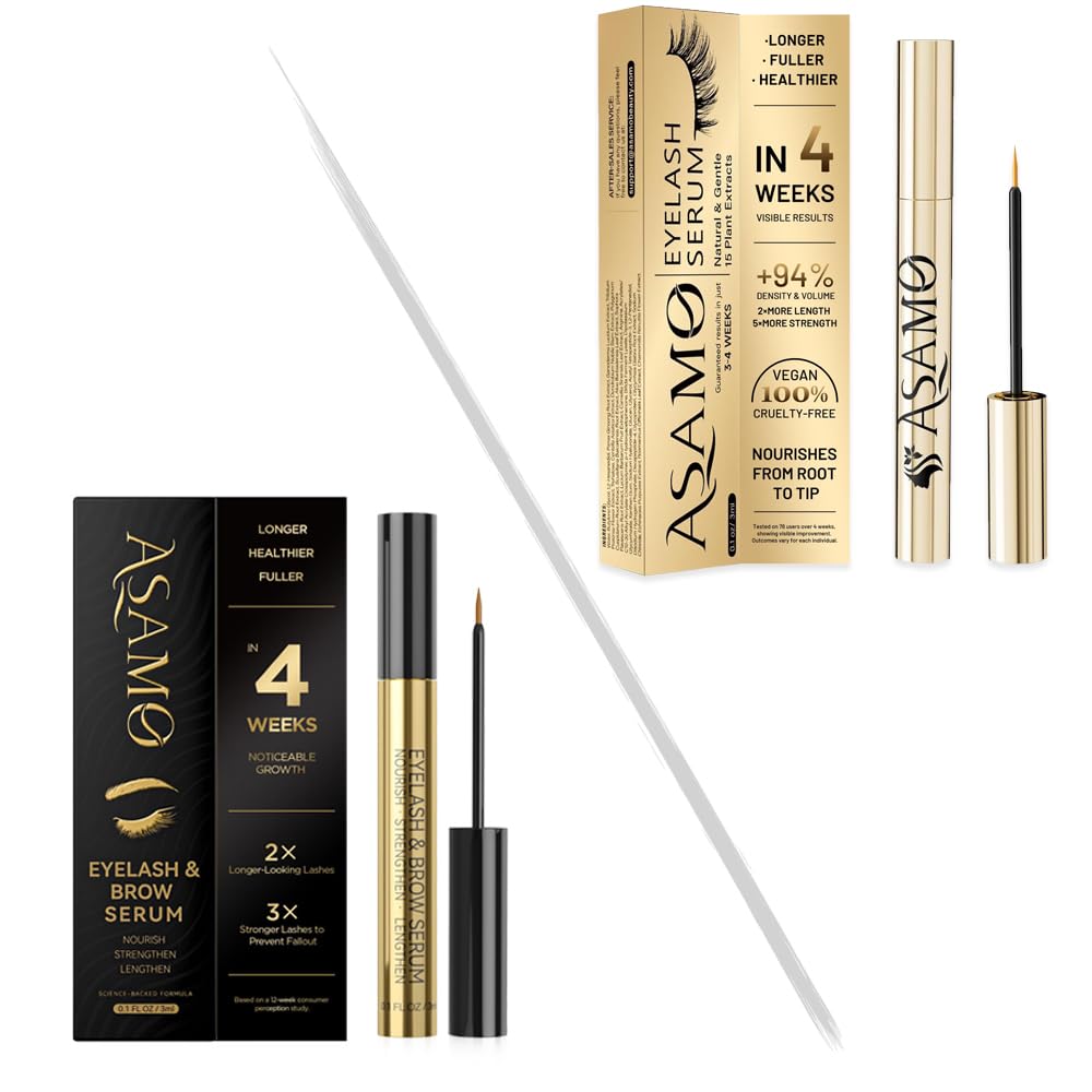 Eyelash & Eyebrow Serum Duo – 15 Plant Extract Lash Growth Formula for Longer, Thicker, Fuller Lashes & Brows, Hypoallergenic & Oil-Free Set