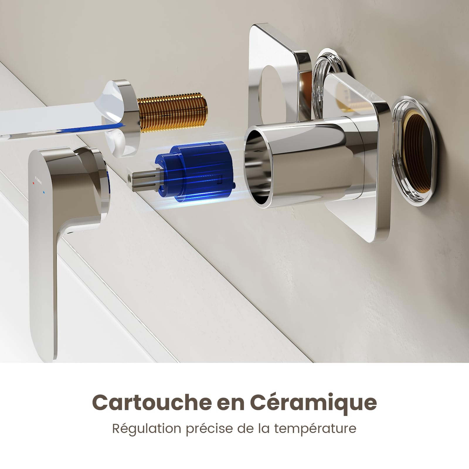 EMKE - Grifo de baño cromado modular, mezclador para lavabo, cuerpo de latón resistente, aireador Neoperl, ahorro de agua, instalación fácil, 233x127x110 mm