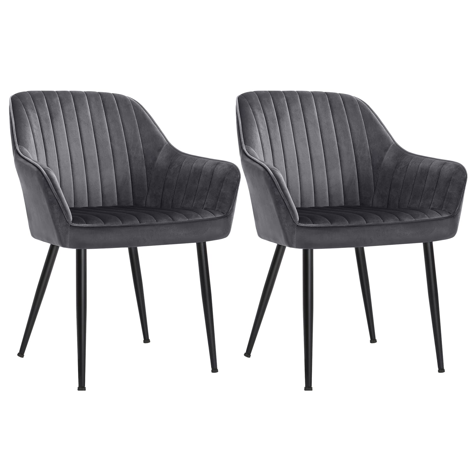 SONGMICS Dining Chair, Kitchen Chair, Velvet Armchair, Upholstered with Armrests, Max. Load 120 kg, Metal Legs, for Dining Room, Lounge, Cappuccino Beige and Ink Black LDC087LH01 — view 20