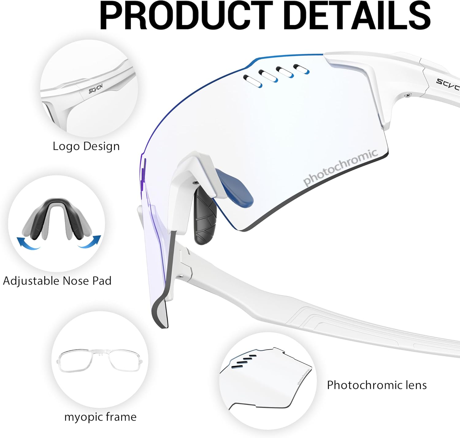 SCVCN Photochromic Cycling Glasses UV400 Protection for Women Men Sports Glasses TR90 MTB Running Mountain Bike S9A2 - Image 6