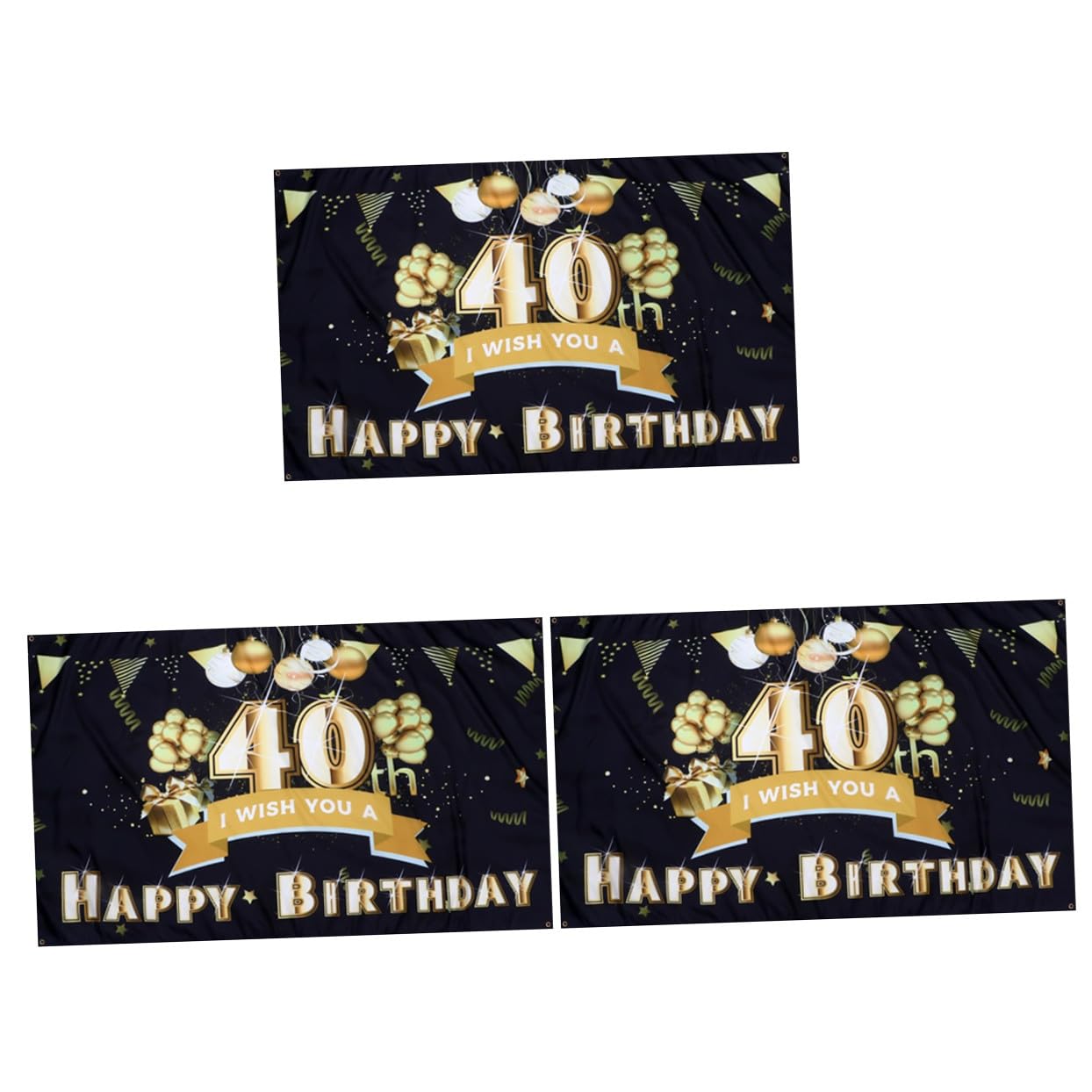 Abaodam 3Pcs Cheers Poliestere Bokeh Banner Anni Distico Banner Decorazioni Compleanno per Happy To Foto Decorazione Festa Porta Arredamento Sfondo Fotografia Prop Nero Adulto